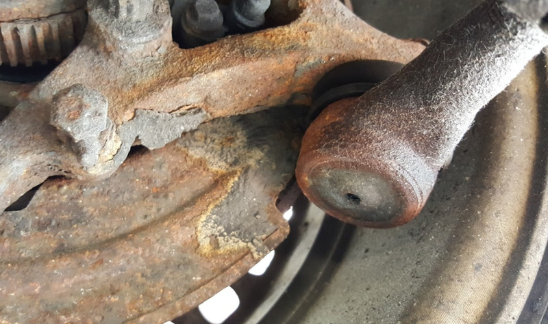 Matt’s going to need to chuck a zerk fitting onto this tie rod end.